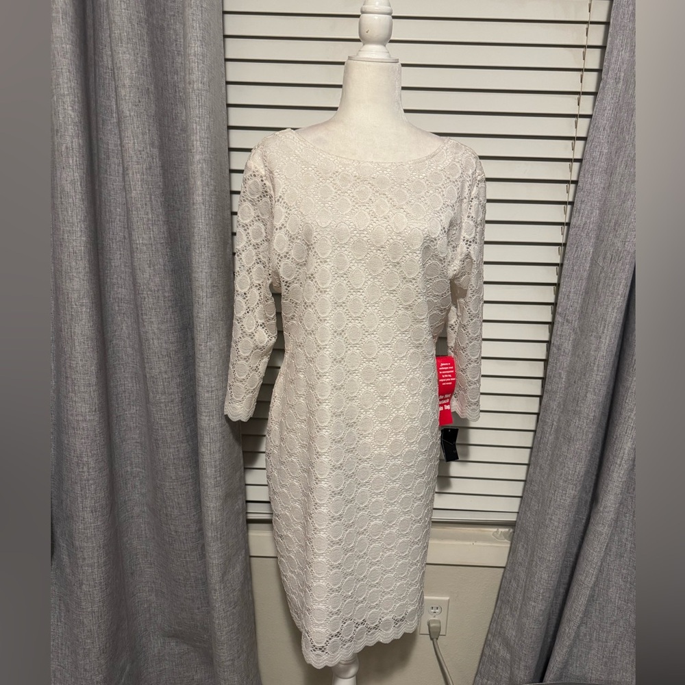 Ronnie Nicole Antique Lace Ivory w Gold Dress Sz16